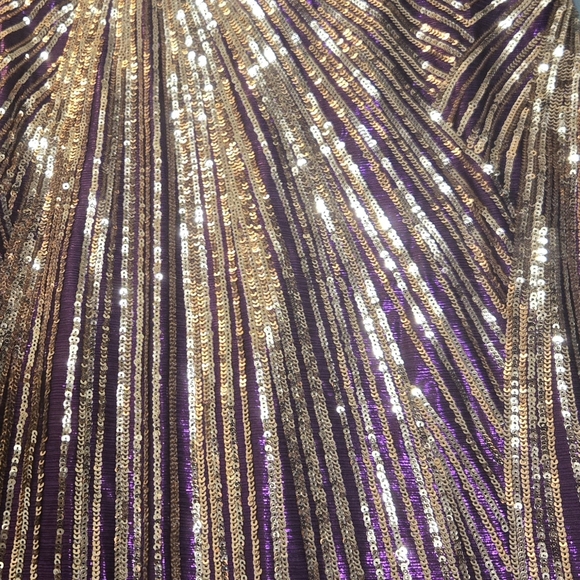 Fashion Nova Sequin Maxi Dress Size -M Color- Purple/Gold Combo - Picture 3 of 12